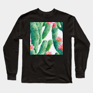 Watercolor cactus plant cactus pattern Long Sleeve T-Shirt